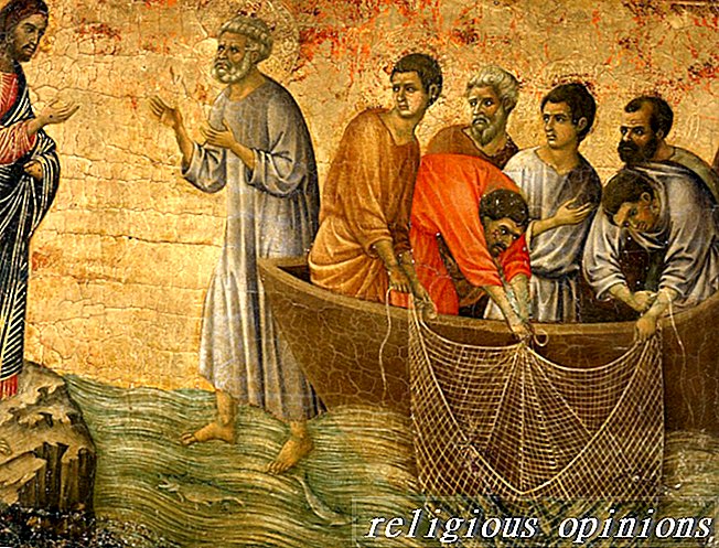 Jesus ajuda seus discípulos a pescar peixes-Anjos e Milagres